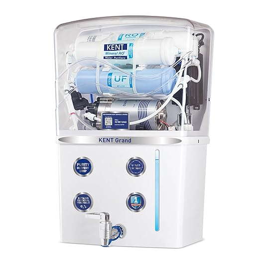 KENT Grand RO Water Purifier|Advanced RO Membrane of .0001 Micron|RO+UF+TDS Control+ UV LED Tank|8L|20LPH Flow
